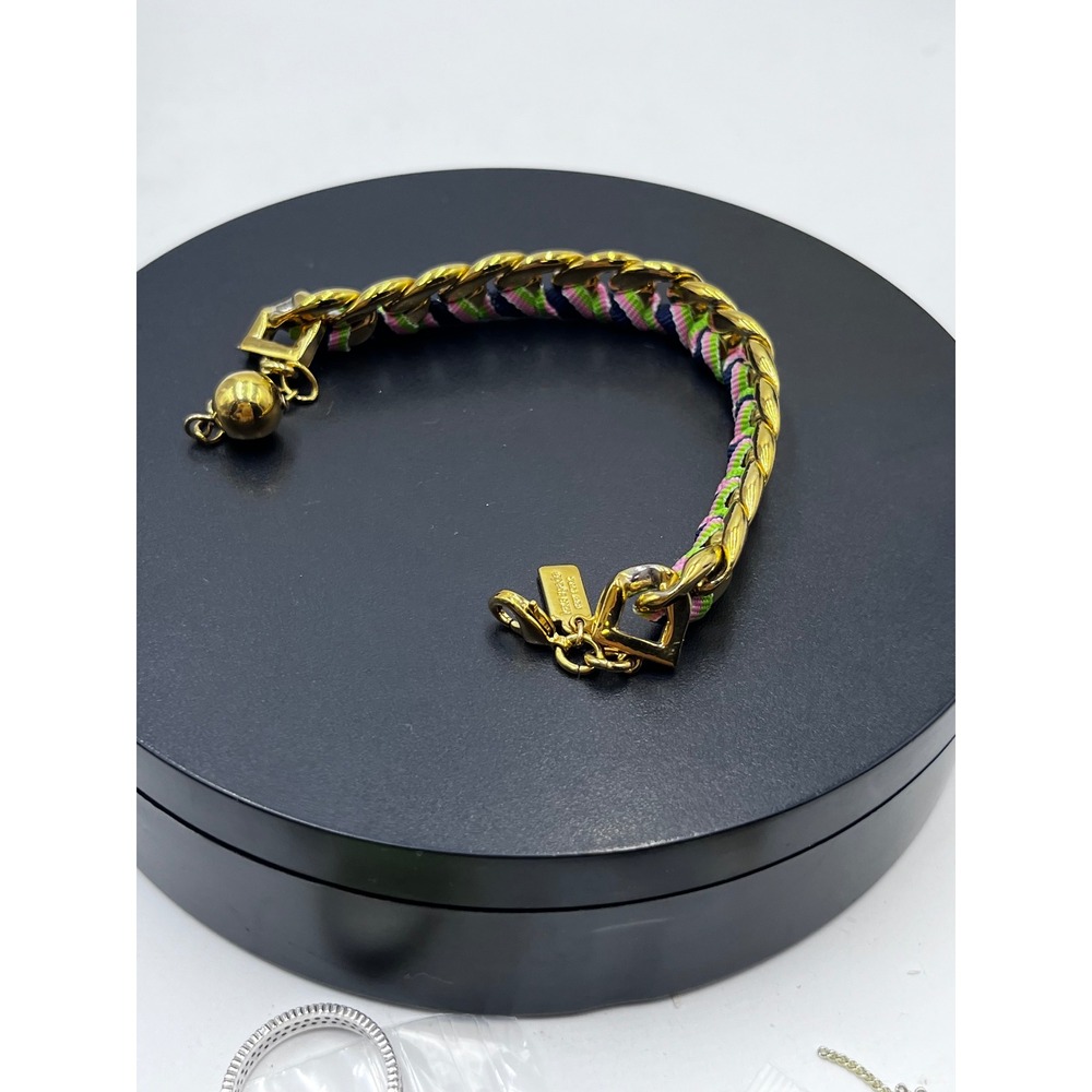Kate Spade New York "Learn the Ropes" Woven Chain Pink Green White Bracelet - Picture 9 of 9